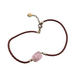 Artisan KL New York Brown Braided Cord Stone Choker Necklace Lobster Closure